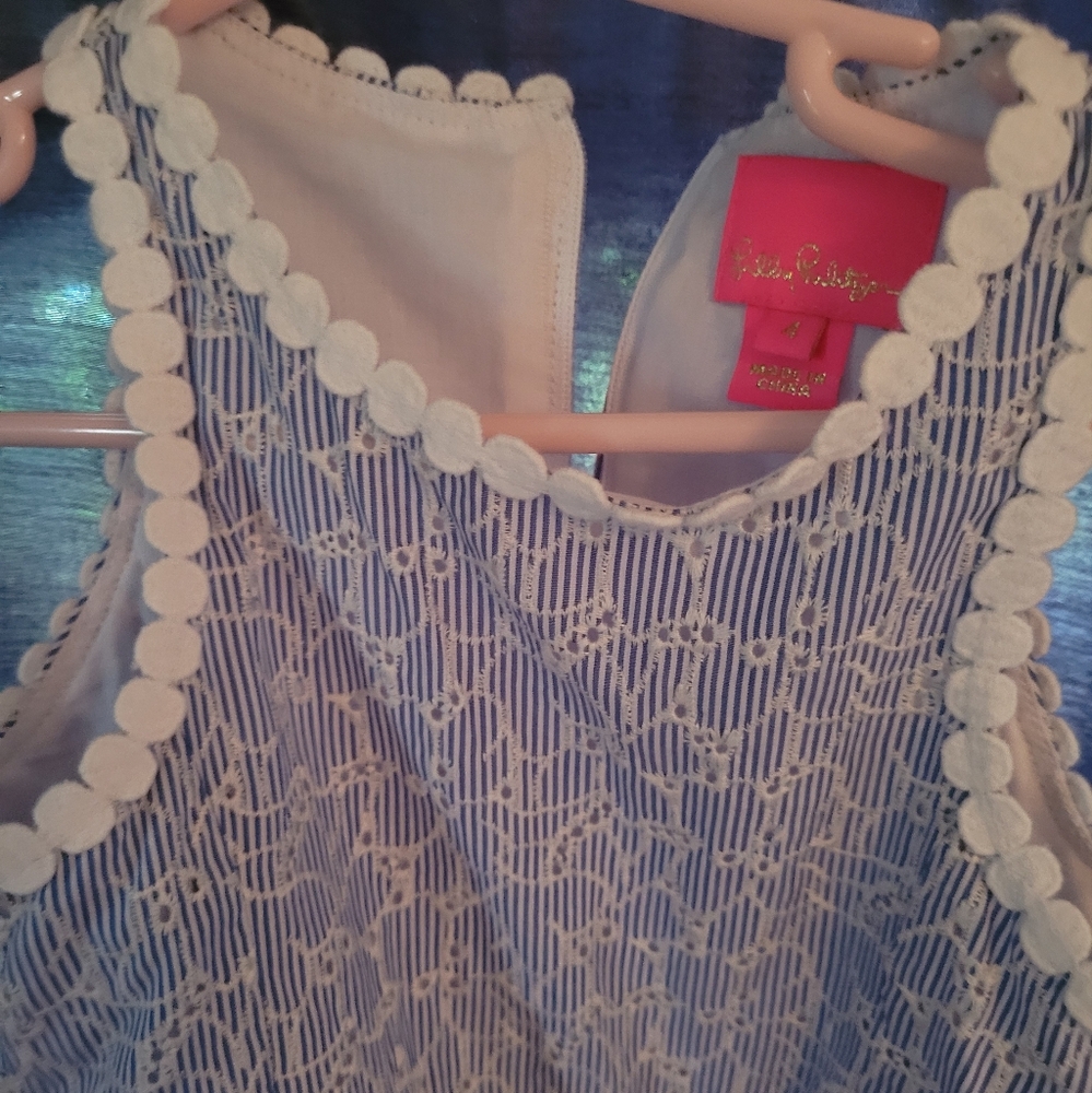 EUC Lilly Pulitzer Girls dress blue eyelet size 4t
